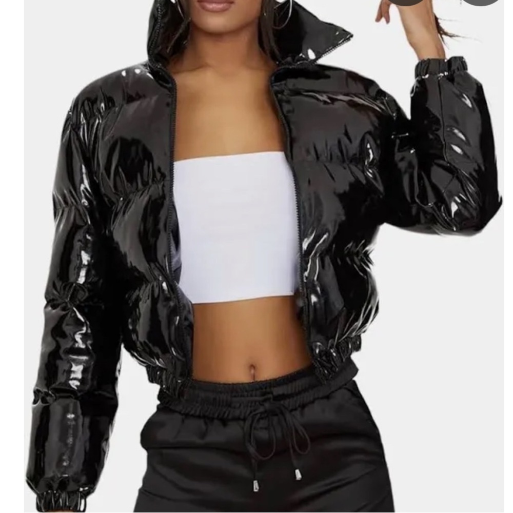 Steve Madden Black Cropped Puffer Jacket